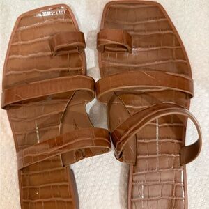 Dolce Vita Tan Croc-Embossed Sandals
